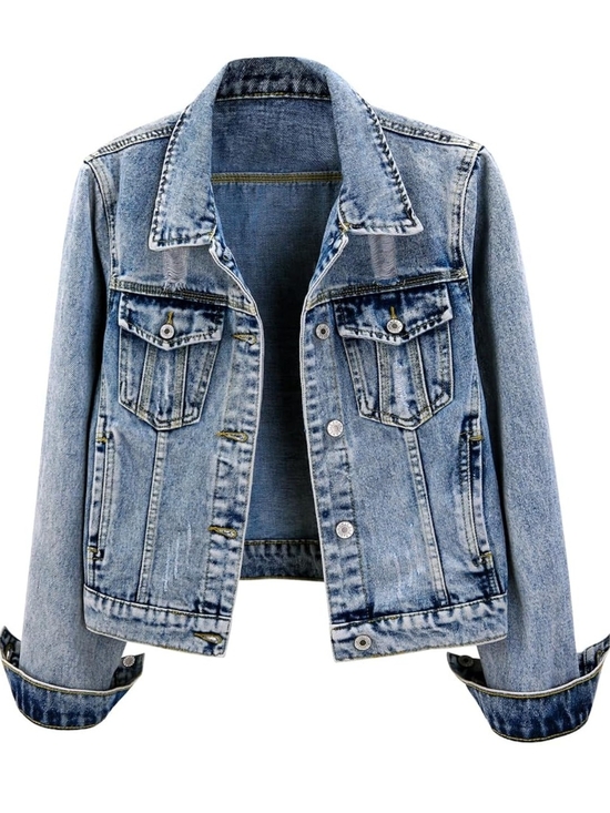 kedera Jackets & Blazers - Women's Washed Light Blue Denim Jacket - Casual Jean Coat